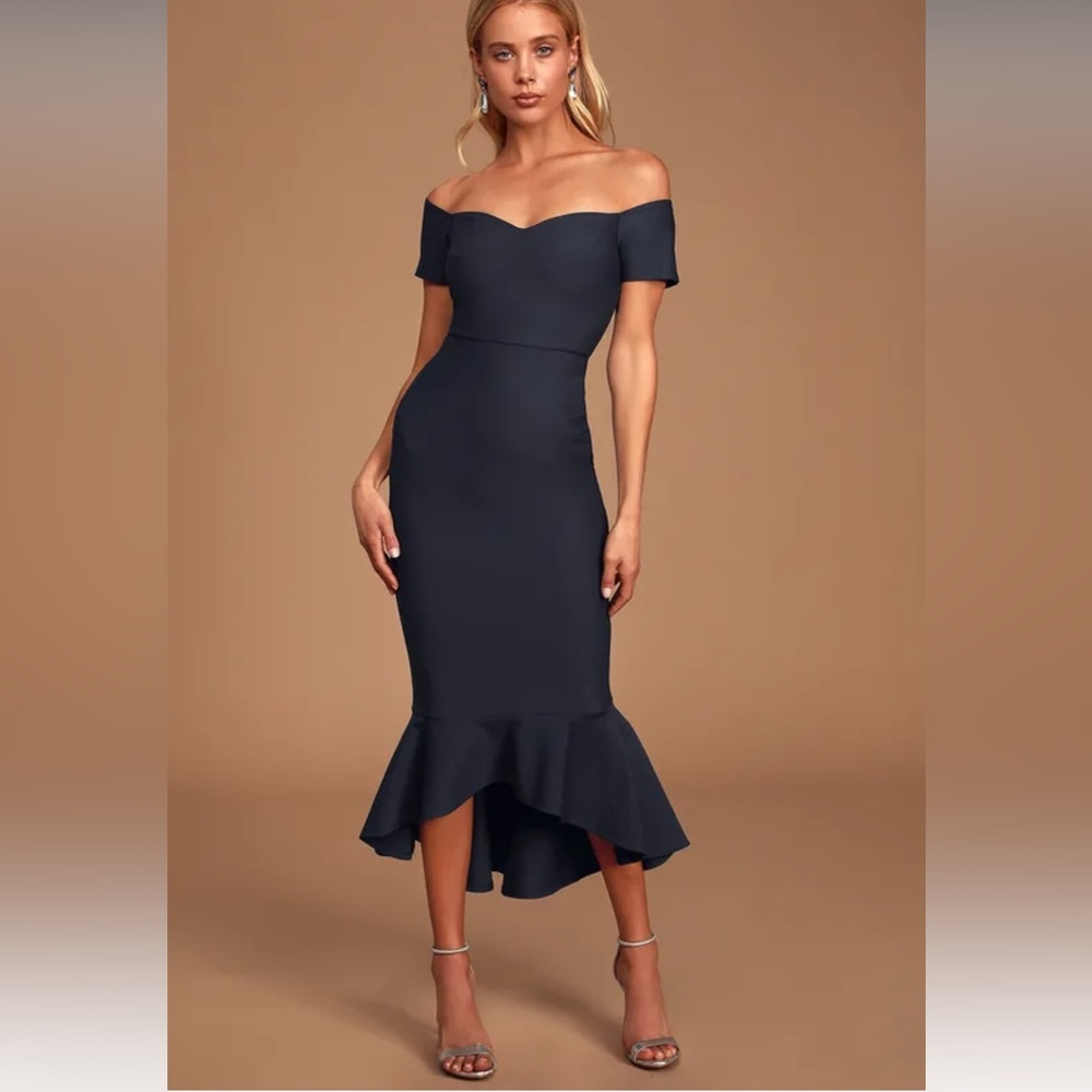 Lulus Off-shoulder Midnight Blue Dress NWT
